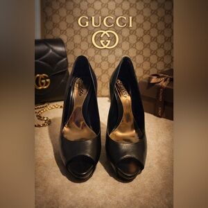 Gucci Pumps Sofia Diamante Black Platform  7.5